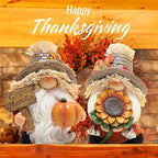 Hodao Fall Decorations for Home - Thanksgiving Gnome Figurines with Sunflower and Pumpkin, Resin Harvest Autumn Decor, Rustic Holiday Accent, for Family, Friends and Housewarming - Image 3