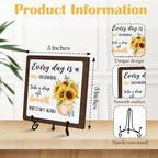 Home Decor for Rustic Farmhouse, Sunflower Wooden Sign for Living Room Kitchen Counter Entryway Table Book Shelf Mantle Decor (A10) - Image 2