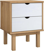 Scandinavian Style Bedside Cabinet Brown and White Solid Pine Wood, Engineered - Image 3