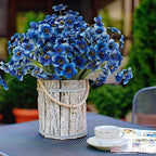 Outdoor Artificial Fake Flowers,24 Bundles UV Resistant Faux Outdoor Plastic Flower Plants for Outside Indoor Decorations(Blue) - Image 3
