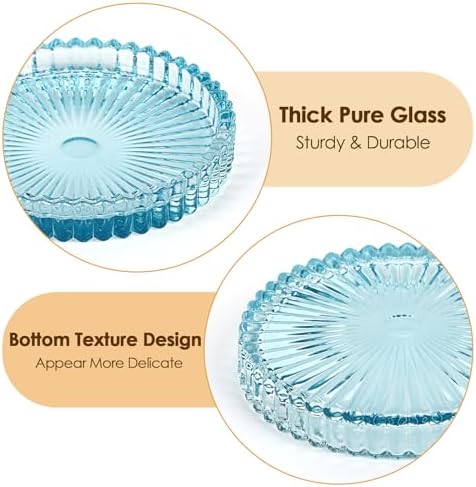Modern Clear Coaster Set of 5- Glass Coasters for Drinks, Clear Blue - Image 4