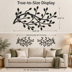 Meltset Metal Tree Leaf Wall Decor, Vine Olive Leaf Branch Wall Art, Black Metal Art, Wrought Iron Scroll Wall Decor, Decorative Wall Sculpture Above Bed, Living Room,Bathroom,Indoor Outdoor(L/Black) - Image 2