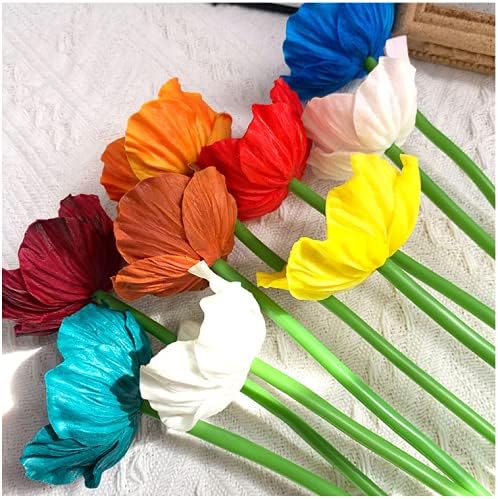 Rikyo 10 pcs Red Artificial Poppy Flowers,11inch Faux Flower Stems - Image 4