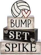 Yuntau 4 Pcs Volleyball Tiered Tray Decorations Wooden Block Sign by Yuntau
