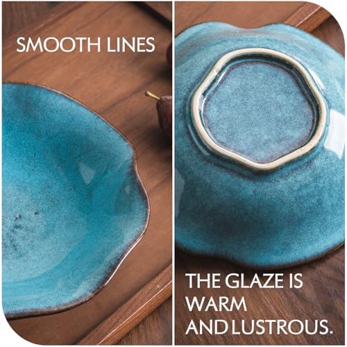 8" Fruit Bowl for Kitchen Counter Decor,Lotus Leaf Shape Ceramic Decorative Bowl,Key Bowl for Entryway Table Modern Home Decor - Image 7