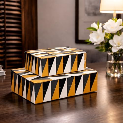 Handicrafts Home Decorative Keepsake Photos Storage Box with Lid, 8x5x2 In - Image 2