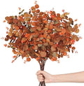 6PCS Fall Stems for Vases- Faux Eucalyptus Stems, Orange Brown by Luiywan