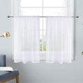 SpaceDresser White Kitchen Sheer Valance Curtains 40 Inch, Voile Sheer Cafe by SpaceDresser