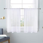 SpaceDresser White Kitchen Sheer Valance Curtains 40 Inch, Voile Sheer Cafe by SpaceDresser