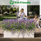 Uieke 12 Bundles Artificial Outdoor Plants UV Resistant Fake Grass Plants Faux Plastic Plants Greenery Shrubs for Home Garden Pathway Window Box Front Porch Cemetery Spring Summer Decor, Purple - Image 6