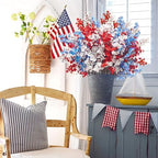 Uieke 15 Pcs 4th of July Artificial Flowers Fake Patriotic Babys Breath Flowers for Independence Day Decor Blue White Red Silk Flowers for Memorial Day Floral Arrangement Home Wedding - Image 4