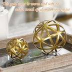 Gold Decorative Sphere, Metal Coffee Table Decor Sculpture, Modern Home Decor Accent for Tabletop, Centerpiece, Shelf Display- Elegant Metal Sphere Decor with Luxury Golden Finish - Image 6