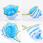 Hand Blown Glass Shell Decoration, Modern Art Glass Conch Statue, Blue and White Home Decorative Shells for Home Living Room, Coffee Table, TV Stand, entryway Entrance, Mantelpiece Decoration - Image 5