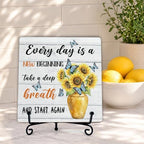 Everyday Is A New Beginning Wooden Sign, Farmhouse Sunflowers Desk Decor for Home, Bedroom, Office, Inspirational and Motivational Gifts for Women Men (A04) - Image 3