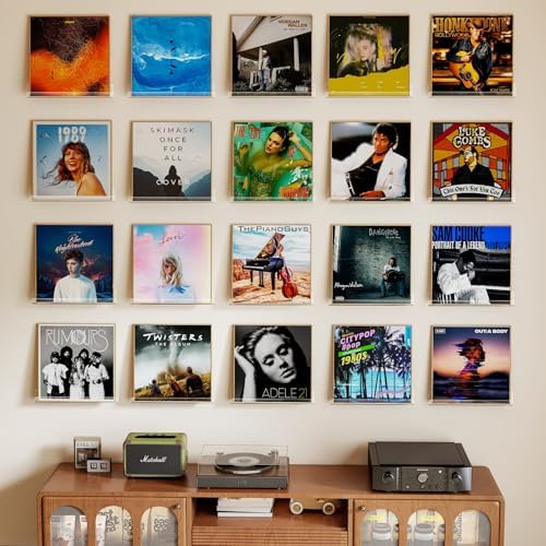 Laurensory Vinyl Record Wall Mount Shelves, 12 inch Vinyl Holder, 20 Pack - Image 2