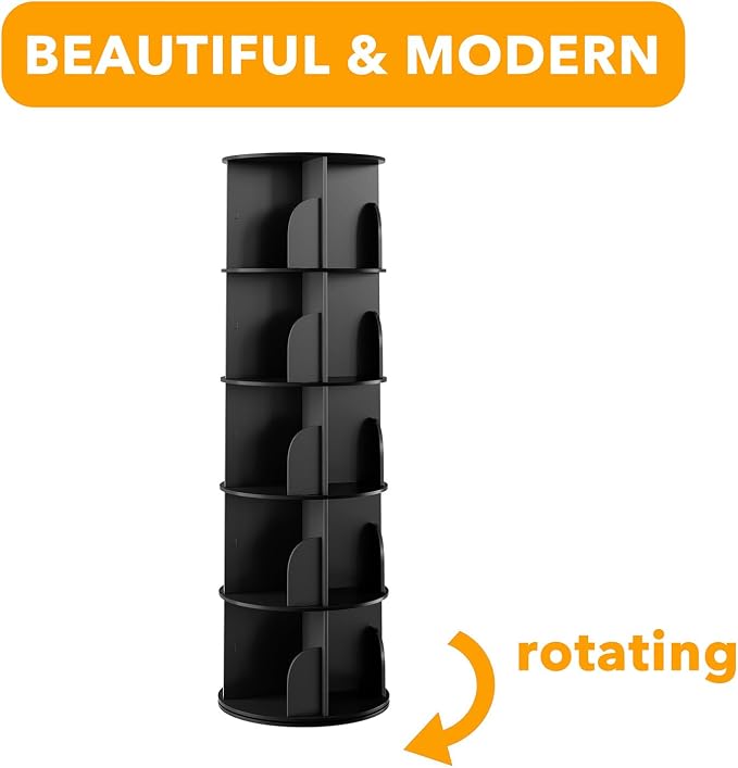 SpaceAid 5 Tier Rotating Bookshelf Tower, Spinning Bookcase Lazy Susan - Image 7