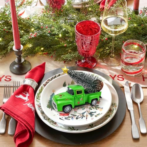 Green Christmas Decorations Vintage Metal Truck with Mini Christmas Tree - Image 7
