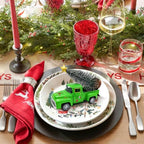 Green Christmas Decorations Vintage Metal Truck with Mini Christmas Tree - Image 7
