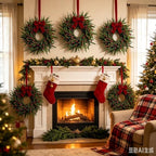 4 Pcs Mini Christmas Wreaths for Cabinets 9" Christmas Kitchen Cabinet Small Wreaths with Green Norfolk Pine Needle Red Berry for Indoor Outdoor Farmhouse Home Wall Window Festival Wedding Decor - Image 7