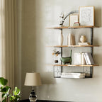 XLHOMO Floating Shelf for Wall- 31.5"x 24" 3+1 Tier Floating Shelves with Basket for Bathroom, Living Room,Bedroom and Kitchen Rustic Brown - Image 6