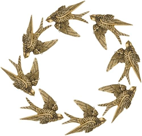 8 Piece Vintage Swallow Wall Decor, 4.7 Inch 3D Resin Bird Art Sculptures by Kathfly