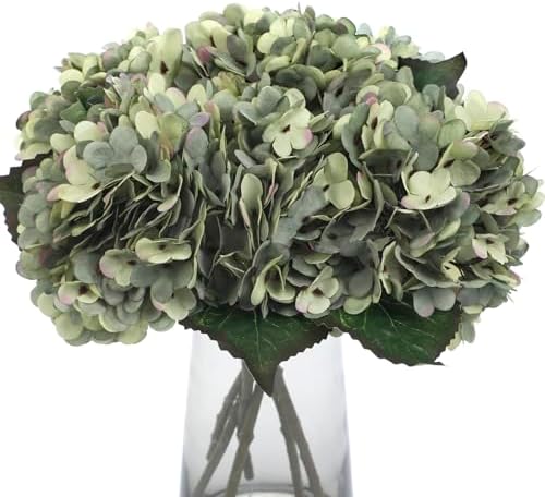 Kimura's Cabin 6pcs Hydrangea Artificial Flowers Fake Hydrangeas,Mint Green by WeddingPartyArrangementBouquetsDecorationArtificialFlowers