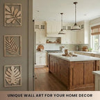 qmmp Modern Wooden Wall Sculptures - Set of 3 - Home Decor Accent - Large Wall Art for Living Room, Bedroom, Office - Easy Installation (Oak, Medium - Tree Leaves) - Image 3