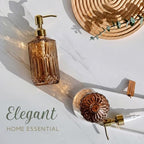 JASAI 18Oz Amber Glass Soap Dispenser with Gold RustProof Pump for Bathroom - Image 6