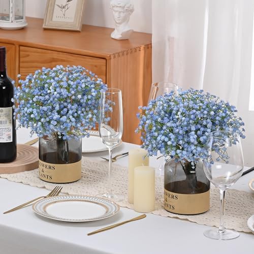 Dolicer 15 Pcs Babys Breath Artificial Flowers Blue Fake Babys Breath - Image 3