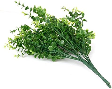 CATTREE Artificial Eucalyptus Plants, Plastic Christmas Decorations Fake Shrubs Bushes Green Leaves Wedding Indoor Outdoor Home Garden Verandah Kitchen Office Table Centerpieces Arrangements 8 pcs - Image 6