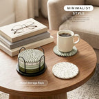 Lazebox Coasters Set of 8 for Drinks, 4 Inch Large Coasters for Coffee Table, Tabletop Protection for Hot & Cold Drinks, Versatile Coasters for Home Decor, Non-Slip & Easy to Clean, Olive Green - Image 2