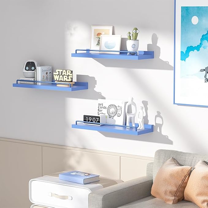 RYOFOBETTO Blue Floating Shelves, Room Decor Shelves, Picture Frames - Image 5