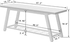 Oastreeful Industrial Entryway Bench Rustic Wood and Metal Storage Bench - Image 2