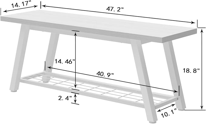Oastreeful Industrial Entryway Bench Rustic Wood and Metal Storage Bench - Image 2