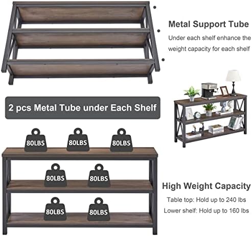 FATORRI Console Table for Entryway, Sofa Tables Behind Couch, Rustic Wood and - Image 4