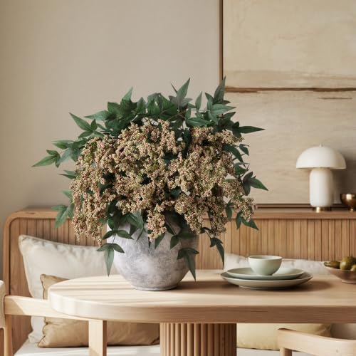 Faux Plants Indoor 3 Pcs 35 Inch Artificial Nandina Berry Stem for Vase Realistic Faux Berry Spray for Wedding Holiday Seasonal Farmhouse Mantel Harvest DIY Home Decor(Green) - Image 3