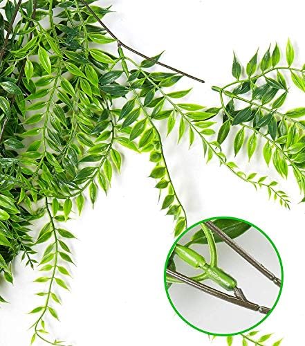 Artificial Hanging Vine, Weeping Willow Plastic Plants Greenery Leaves Fake Plant Faux Ivy Garland UV Resistant for Indoor Outdoor Garden Door Wall Baskets Wedding Party Table Decor Decoration - 6 Pcs - Image 4