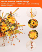 6-Pack Fall Stems Artificial Arrangement Flowers Bouquet Decoration Eucalyptus Leaves Autumn Harvest Home Décor Silk Sunflowers Daisy Grain Berries - Image 4