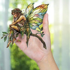 Stained Glass Fairy Ornament – Acrylic Suncatcher Window Hanging, Woodland Fantasy Decor, Christmas Tree Ornament 2026, Car Rearview Mirror Charm, Gift for Fairy Lovers, Women, Girls, Teachers(Sun-10) - Image 5