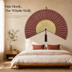 ChumDecor Bamboo Fan Wall Decor, Japanese Wall Fan, Red Brown 60 in - Image 2