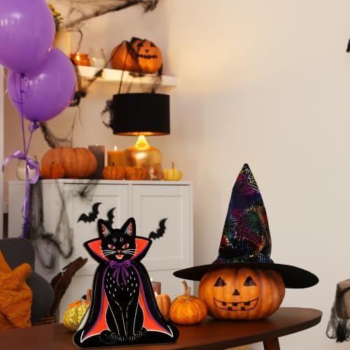 Black Cat Halloween Decor Sign, Gothic Decor, Table Desk Shelf Decor. - Image 3