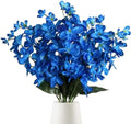 10 PCS Blue Artificial Orchids Silk Fake Orchid Flowers 27 Inches Faux Orchid Artificial Flowers for Wedding Party Home Decoration(Blue) by Fqueelvys