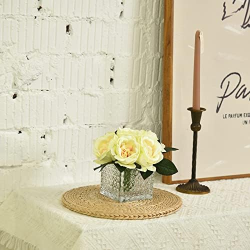Artificial Peony Silk Flower Centerpieces Faux Floral Arrangement in Glass Vase for Home Wedding Table Decoration (Champagne) - Image 7