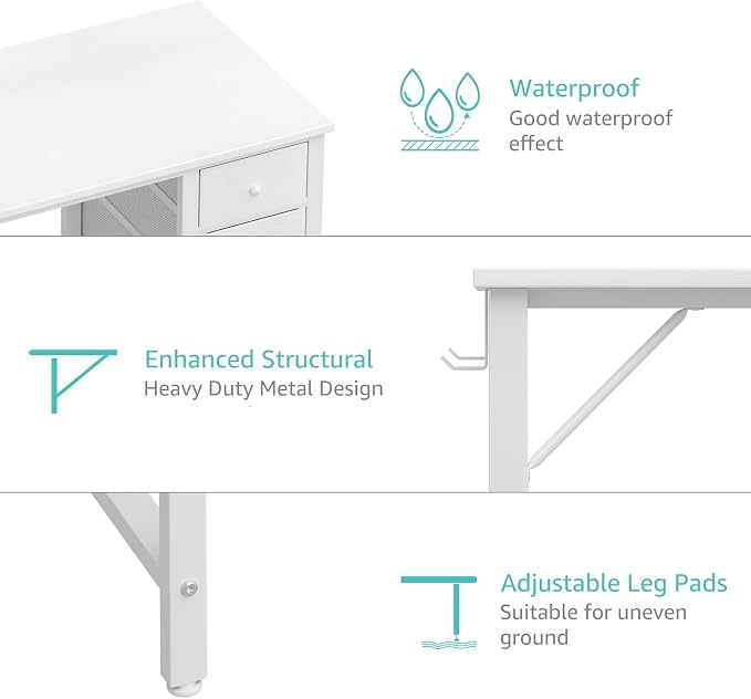 Lufeiya Small White Desk with Drawers - Image 7