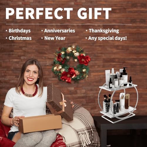Makeup Perfume Organizer, Sliver 2-Tier Bathroom Counter Organizer - Image 5
