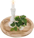 Hanobe Wooden Decortaive Coffee Table Tray, Round Candle Holder Centerpiece by Hanobe