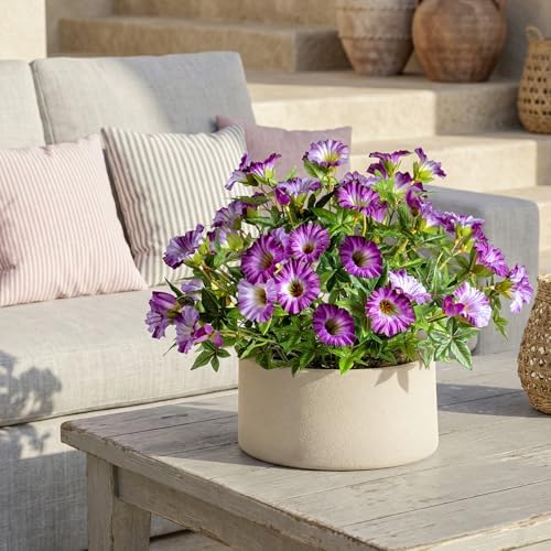 Dark Purple Artificial Morning Glory Flowers for Outdoor Planters, Premium UV Resistant Silk Faux Flowers for Porch, Hanging Basket & Window Box, Elegant Garden Decor, No Pot, 13.3 Inch, 4 Bundles - Image 4