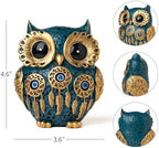 Decorative Owl Figurine, Vintage Blue and Gold Owl Statue Home Decor - Evil Eye Accent for Bookshelf, Bedroom, Living Room, Office & Table. Cute Small Animal Sculpture Gift for Birds Lovers.(Blue) - Image 4