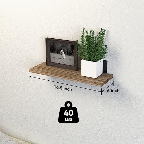 DOLLFIO Floating Wall Shelves, Decor & Storage, Rustic Brown, 16.5'', 3Pcs - Image 3