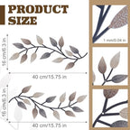 Zhengmy 2 Pcs Metal Leaf Wall Art Vine Branch Decor,Vintage Brown - Image 2